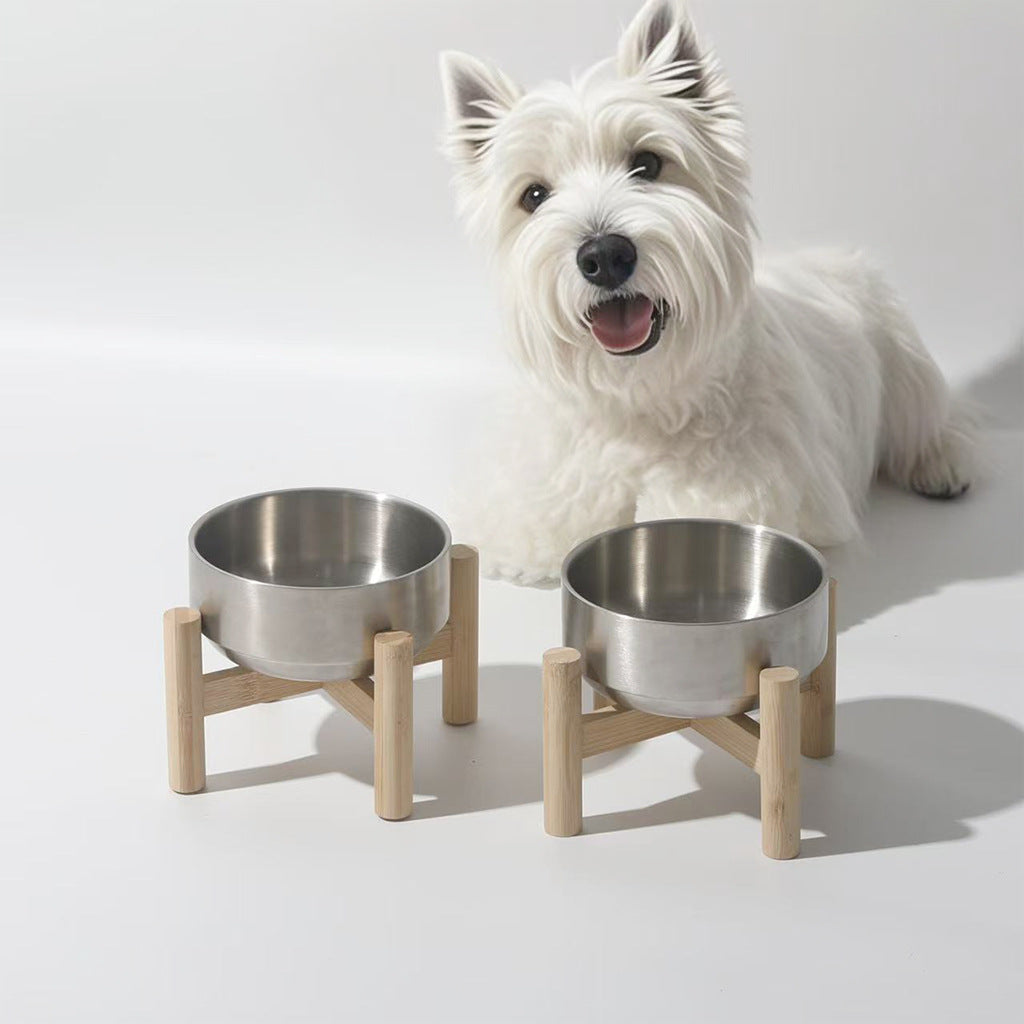 Elevated Pet Food Bowl with Stainless Steel Feeder