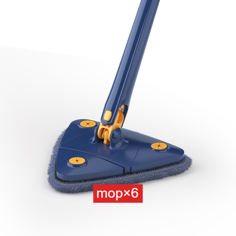 Stainless Steel Triangular Microfiber Flat Mop with Rotating Head and Hands-Free Wringing