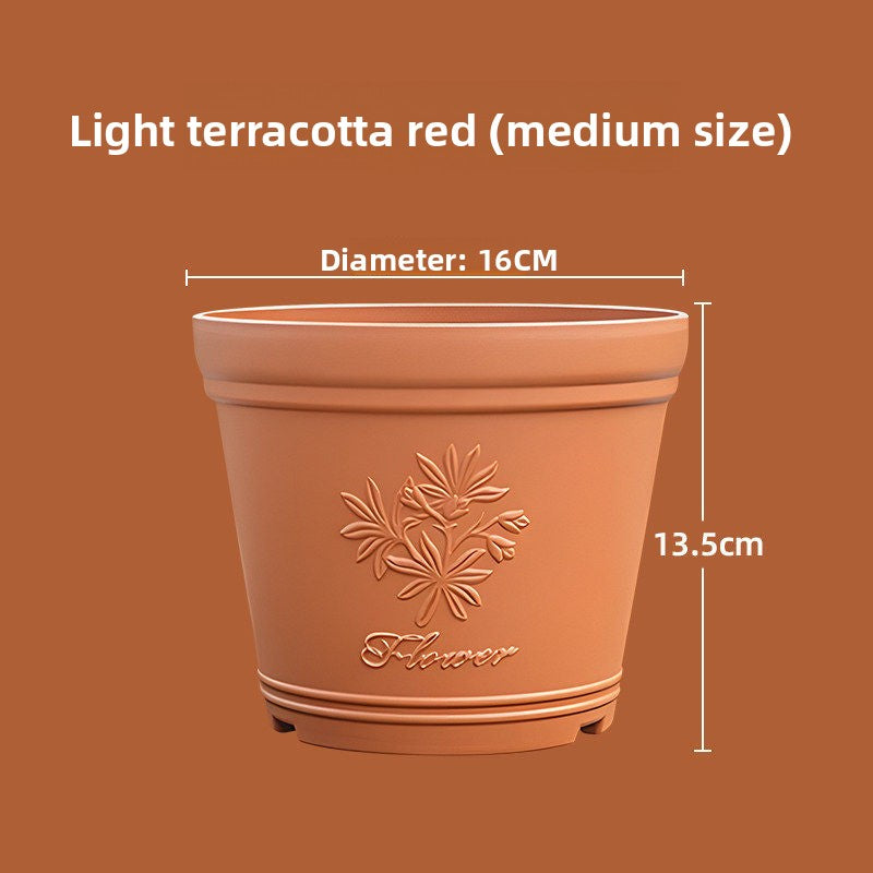 Embossed Imitation Ceramic Resin Flower Pot