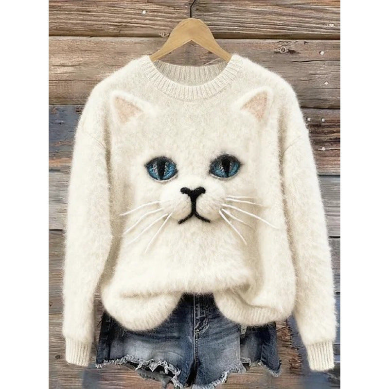 Womens 3D Printed Christmas Flannel Pullover Sweatshirt