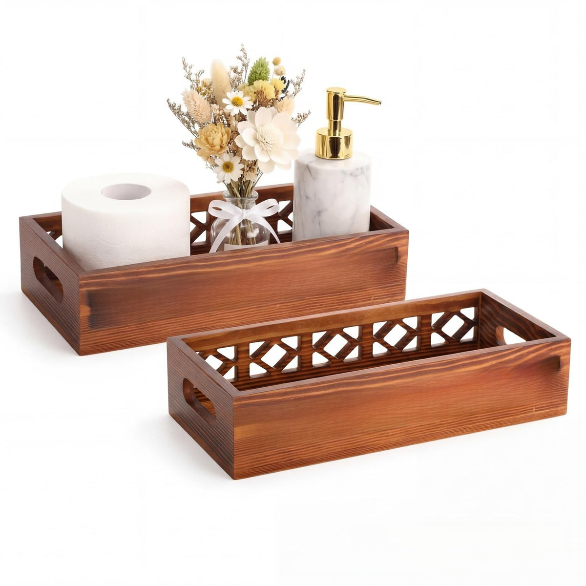 Wooden Hollow Tissue Box Cosmetic Storage Box