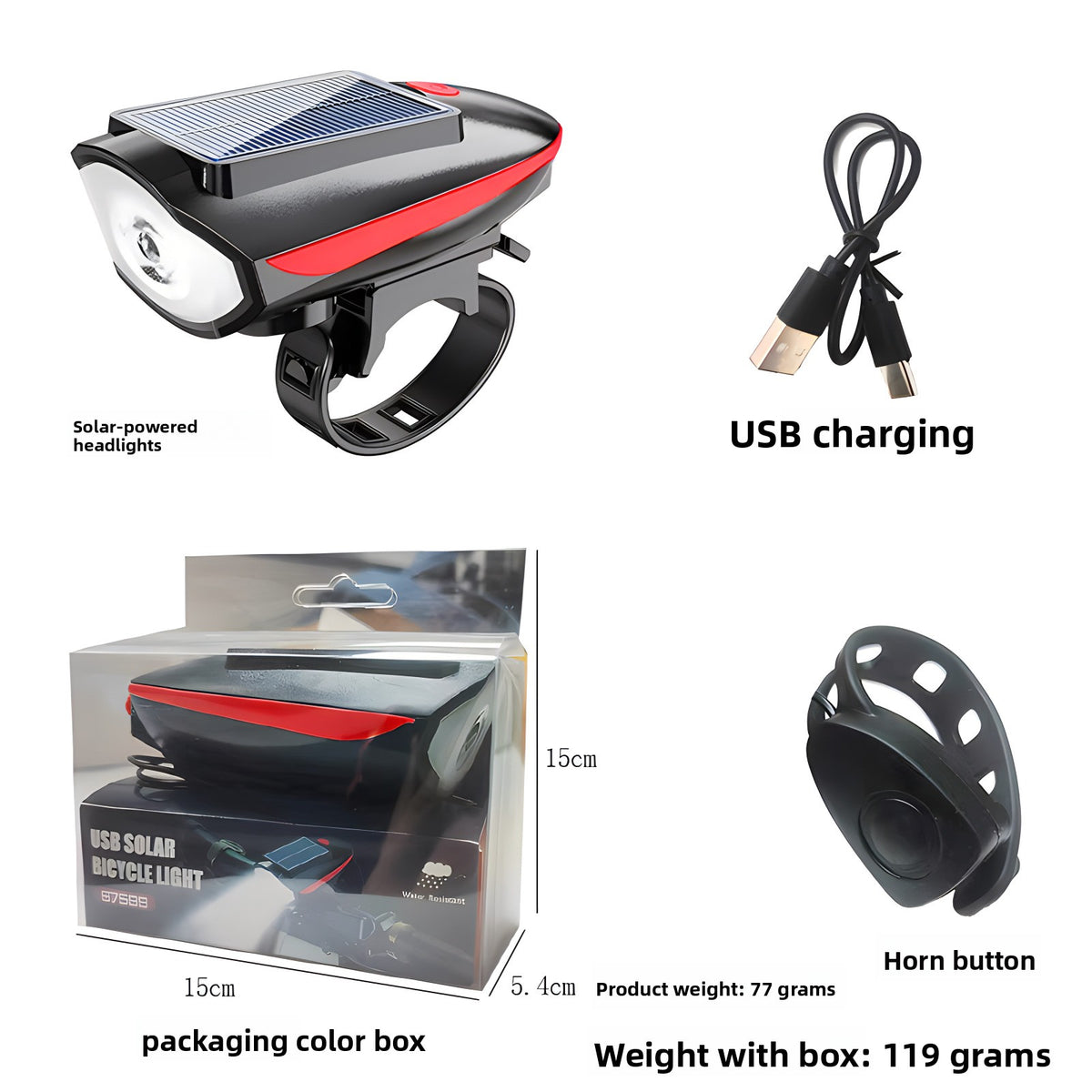 Solar Mountain Bike Light Night Riding