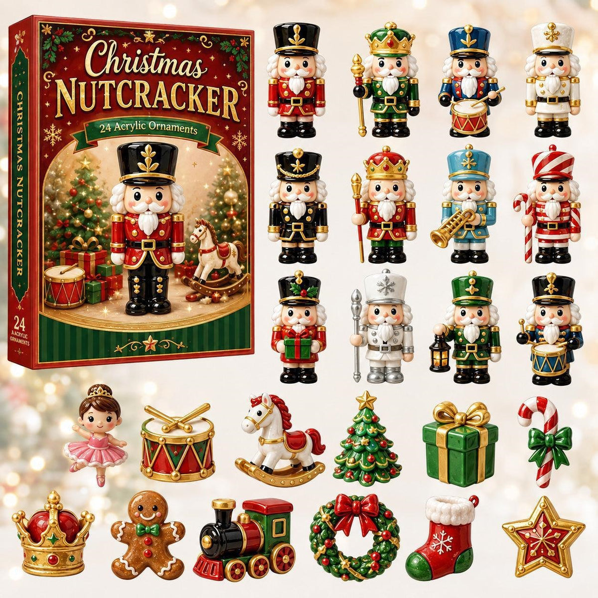 Christmas Advent Calendar Acrylic Blind Box Decoration Collectible Toy