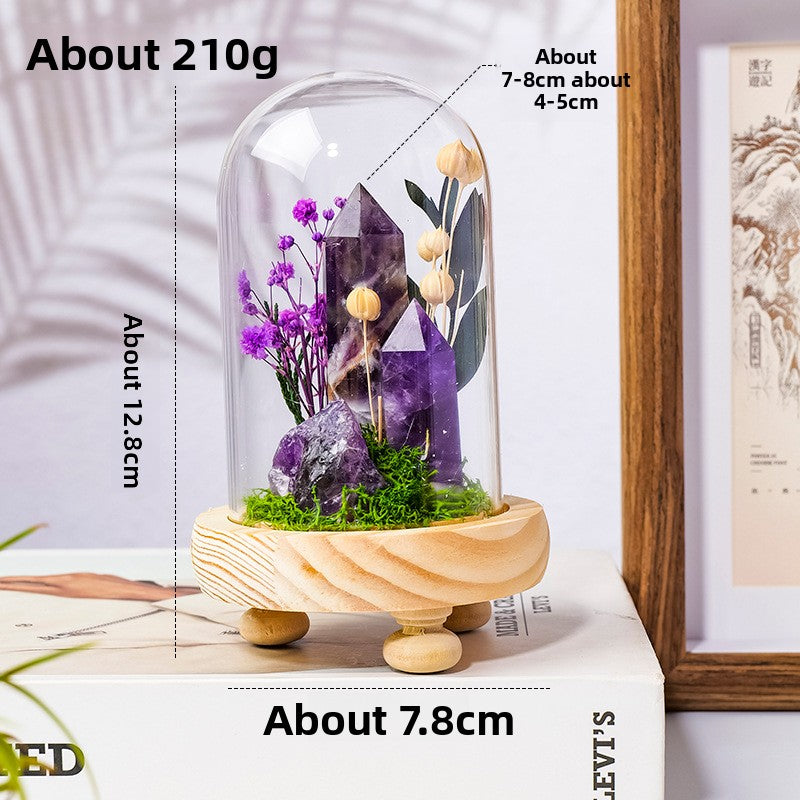 Handmade Crystal Bonsai with Glass Dome