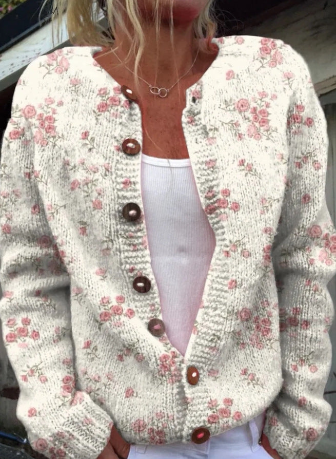 Christmas sweater vintage round-neck cardigan