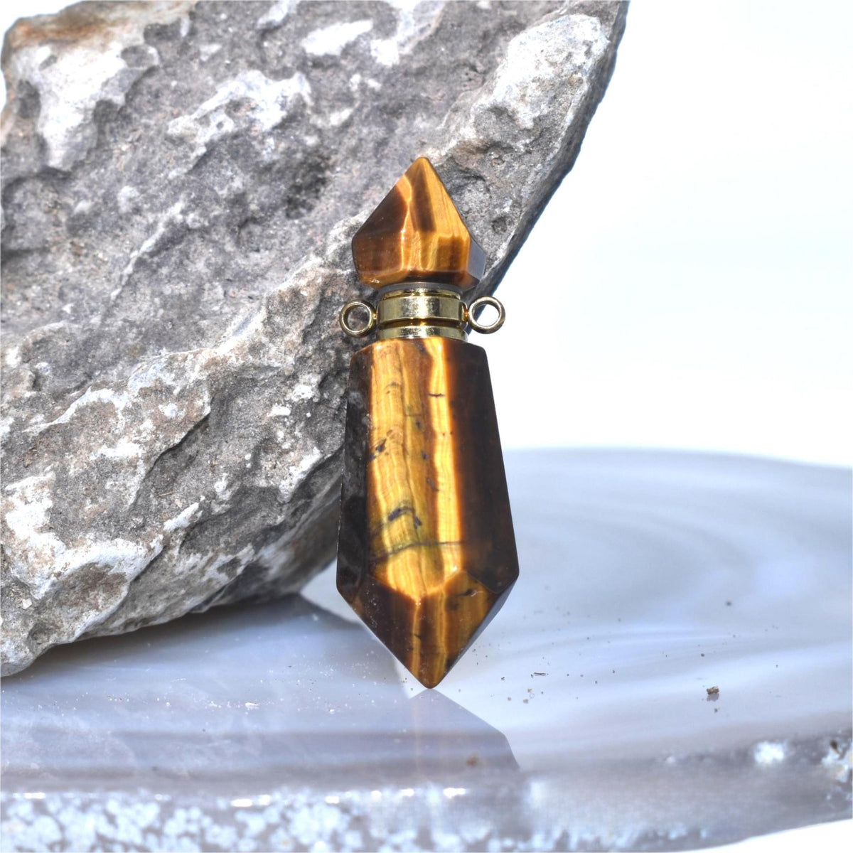 Natural Crystal Hexagonal Perfume Bottle Pendant