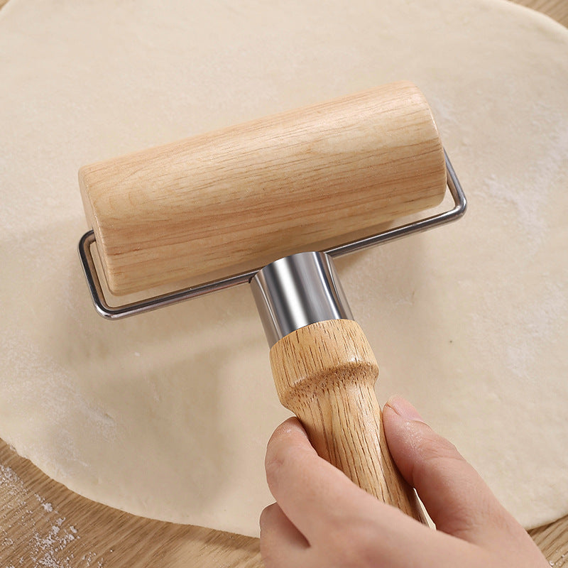 Oak Short Handle Rolling Pin with Steel Ring