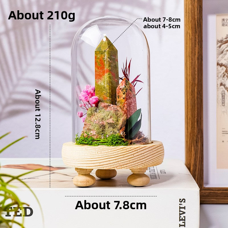 Handmade Crystal Bonsai with Glass Dome
