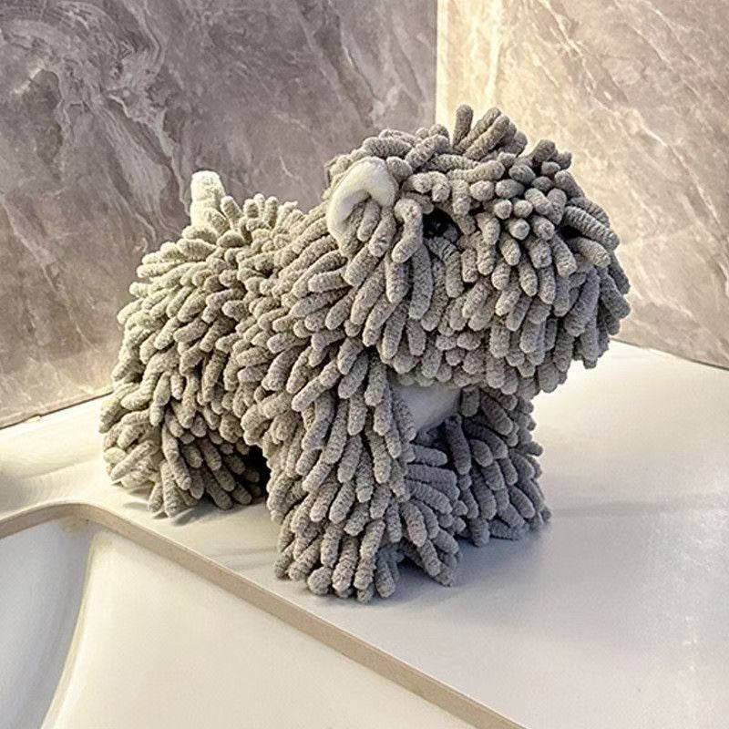 Cute 3D Chenille Doll Hand-Wiping Ball Super Absorbent Hanging Towel for Kitchen Bathroom