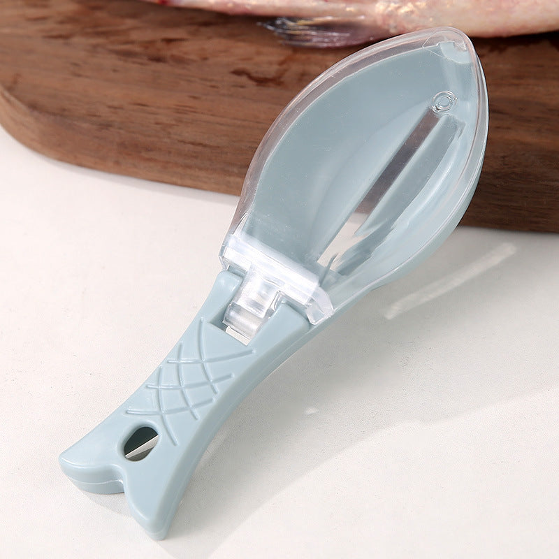 Fish scaler removal tool with lid scraper
