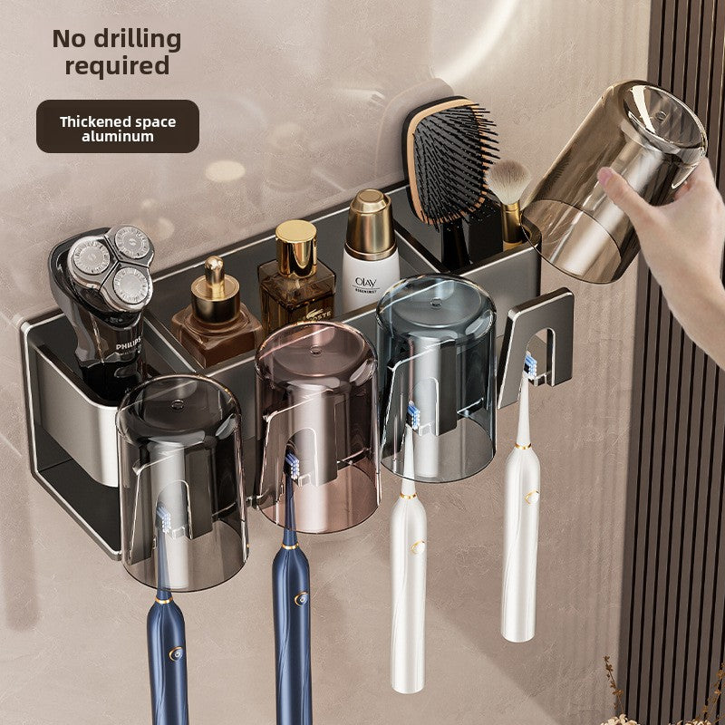 Toothbrush holder, wall-mounted without drilling holes