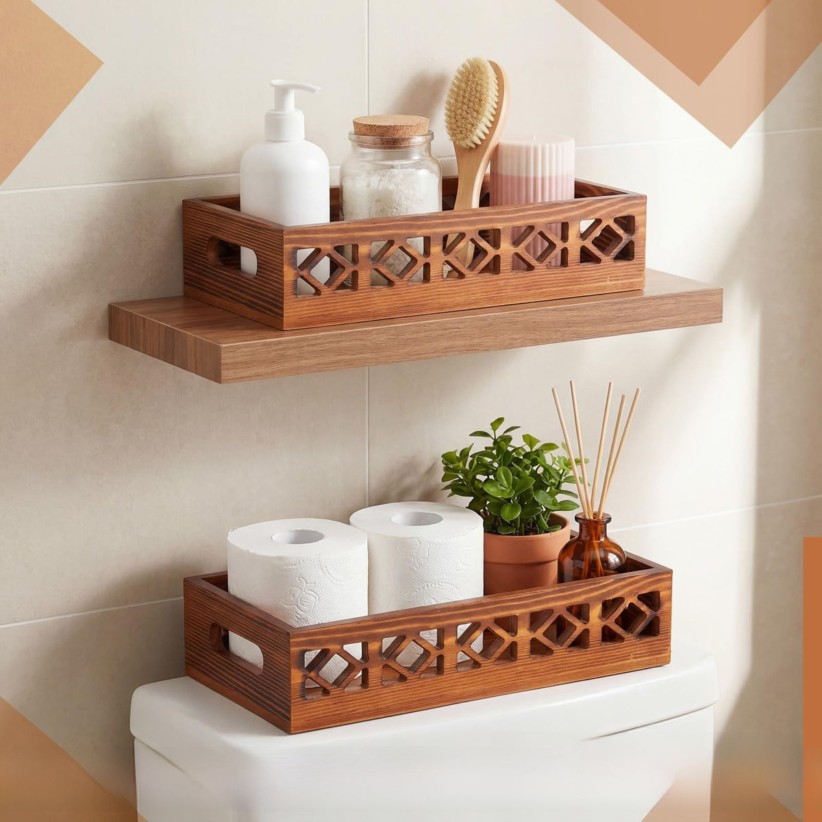 Wooden Hollow Tissue Box Cosmetic Storage Box