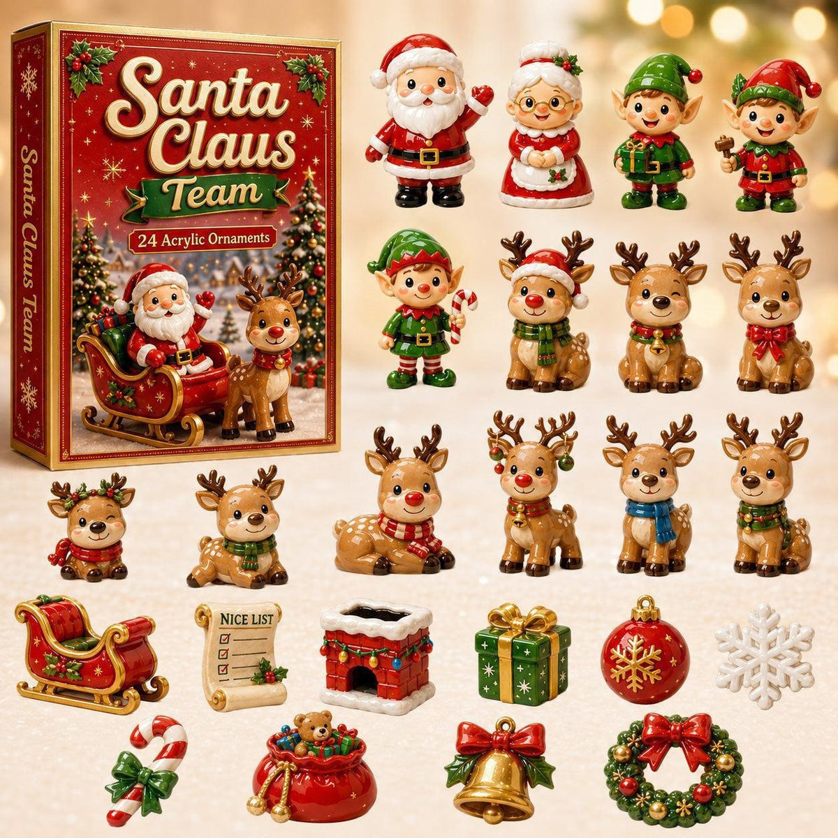 Christmas Advent Calendar Acrylic Blind Box Decoration Collectible Toy