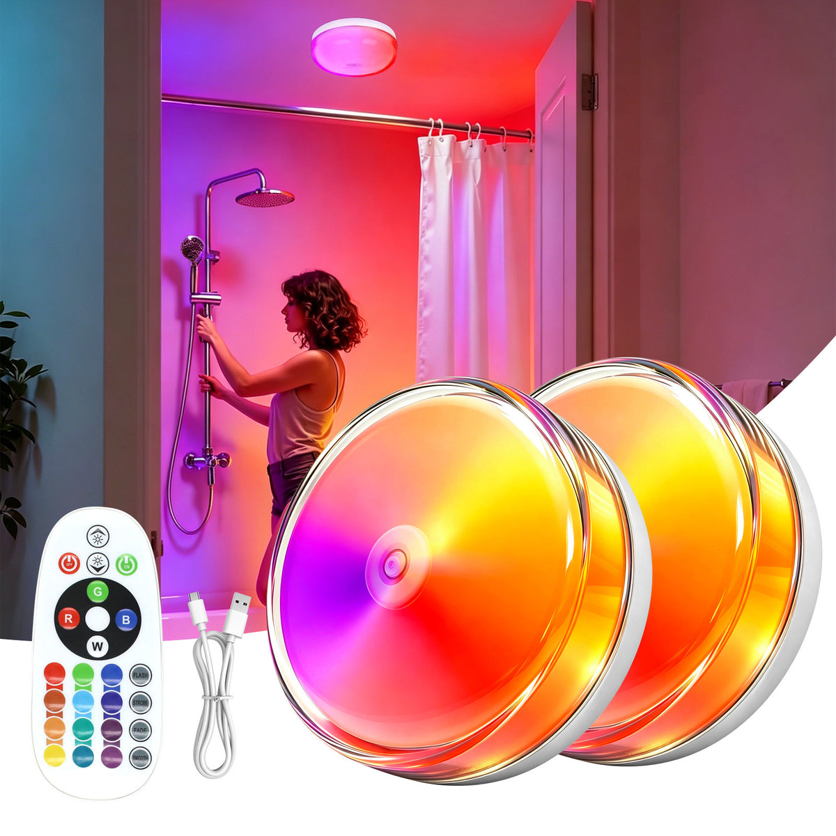 USB Rechargeable Magnetic RGB Bathroom Ambient Light