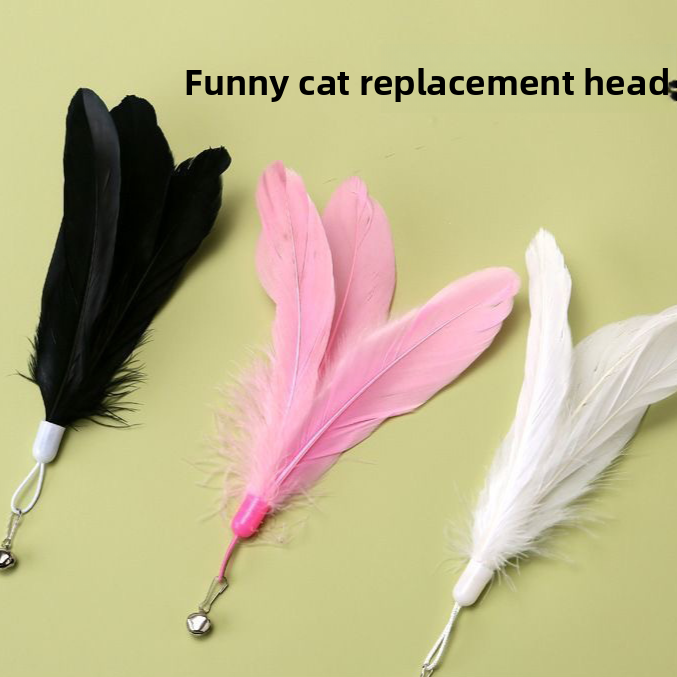 Wood-handled spring cat toy stick