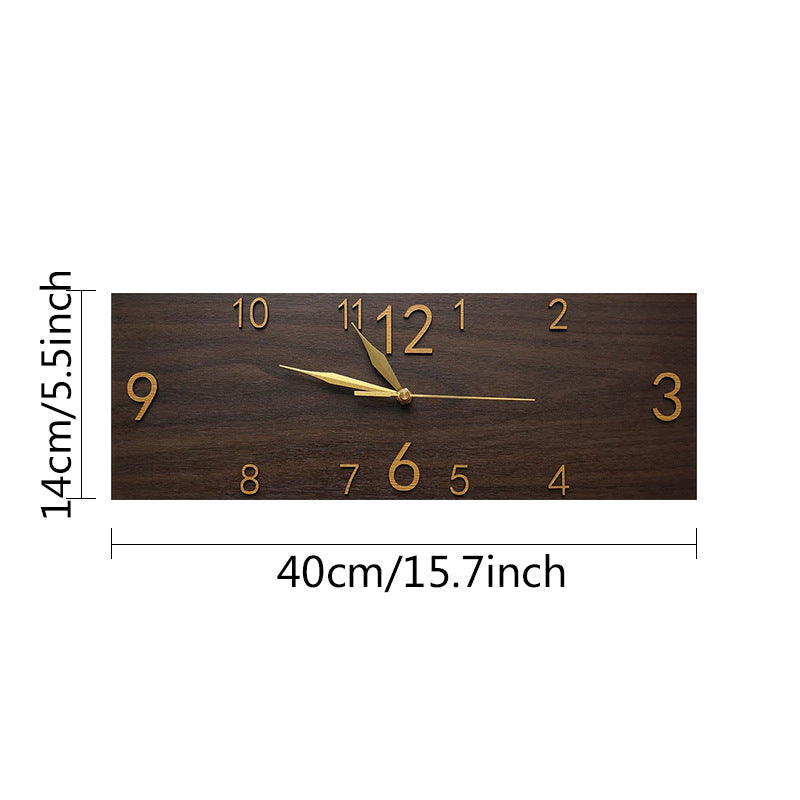 Retro Rectangular Digital Wall Clock with Solid Wood Frame