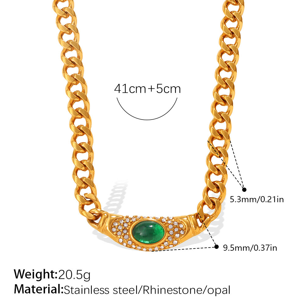 Shiny gold chain with colorful cat-eye stone choker