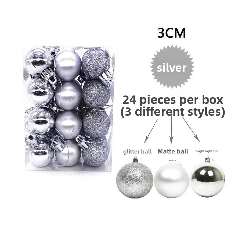 24 Pack 3cm Plastic Christmas Tree Hanging Decoration Balls Electroplated Matte Ornaments