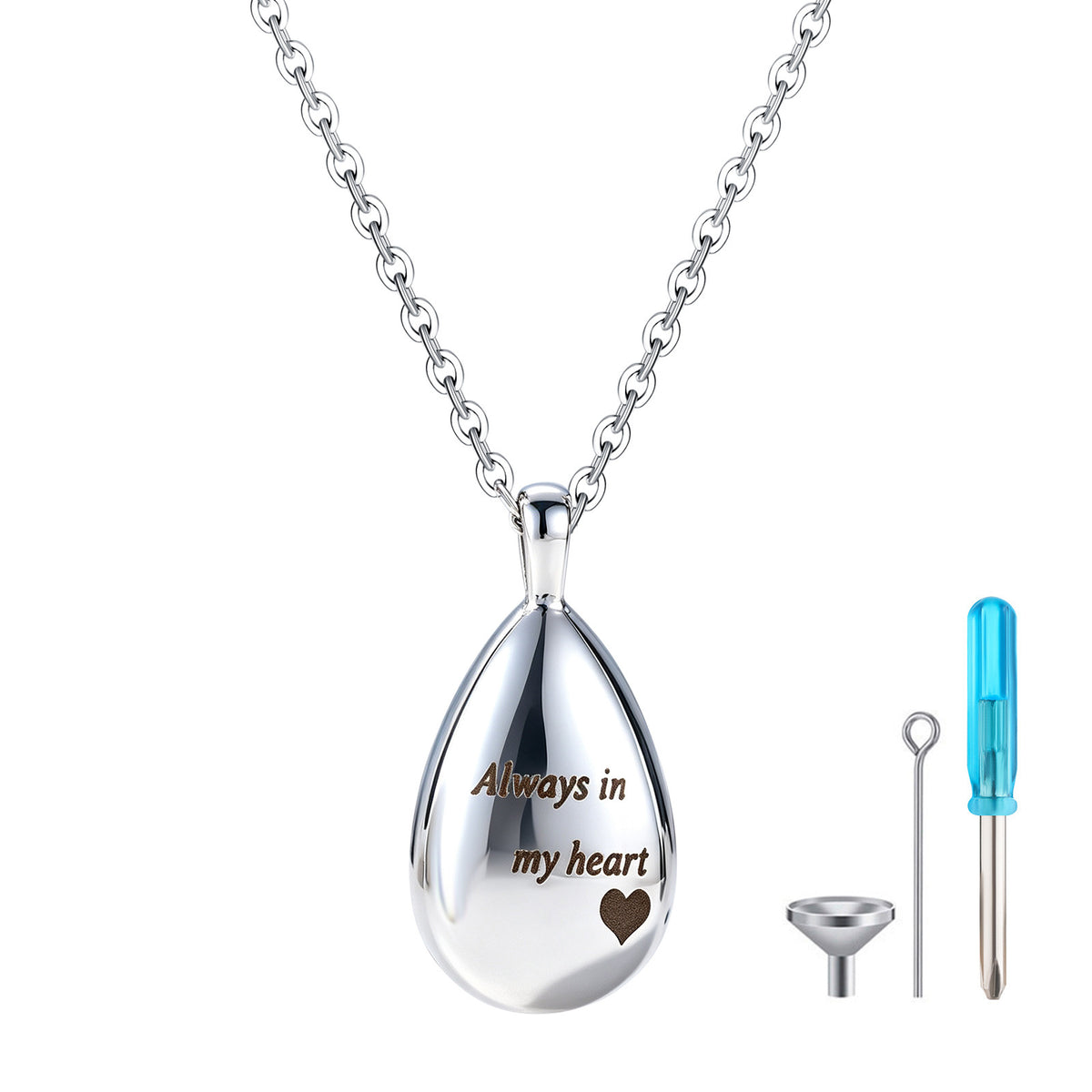Urn Pendant for Ashes Stainless Steel Openable Perfume Bottle Necklace