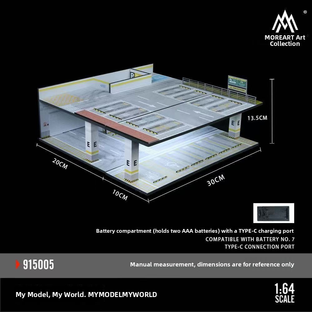 1:64 Scale Underground Parking Garage Model with Lights