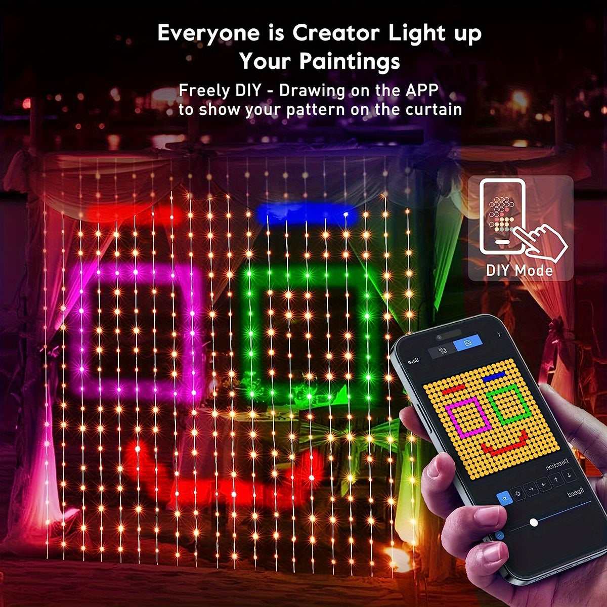 Programmable RGB App Controlled Curtain Light String