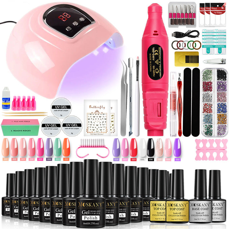 33 Color Nail Gel Art Set with Curing Lamp and Glue