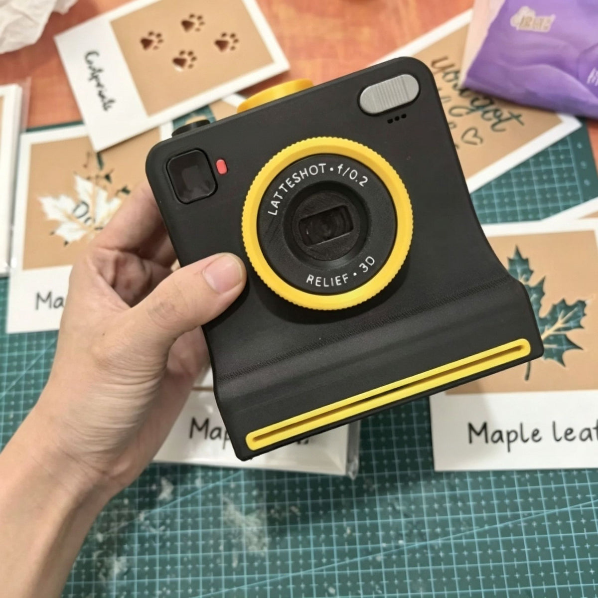 3D Printed Latte Art Camera Vintage Coffee Stencil Tool