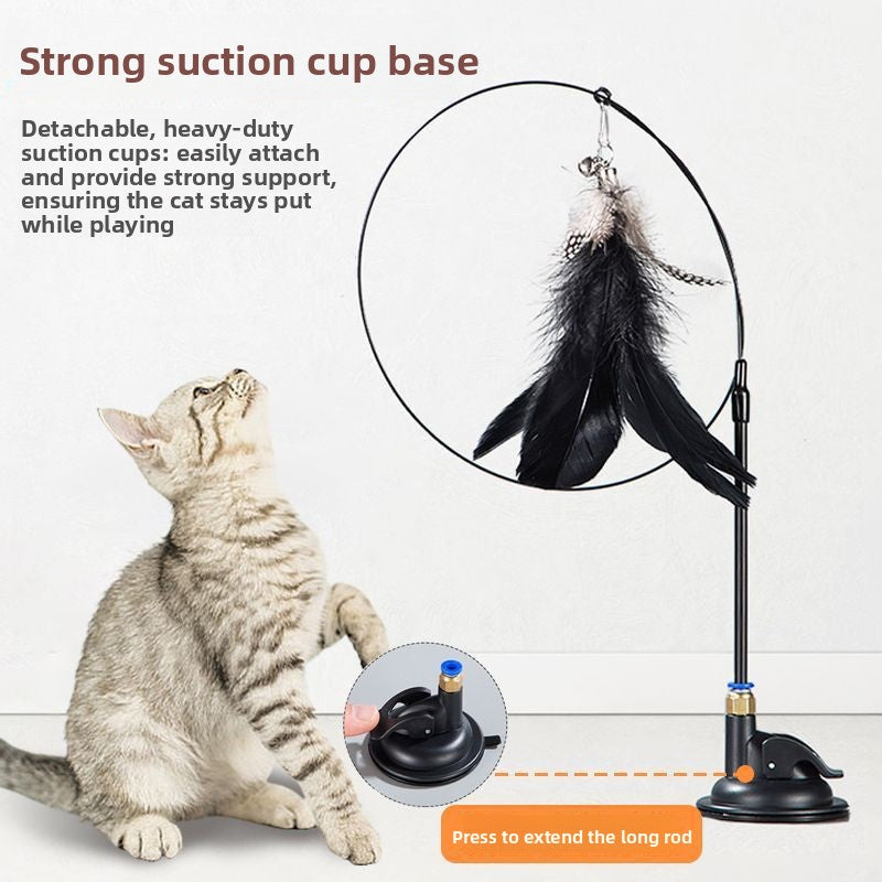 Interactive Cat Teasing Stick with Feather Attachments