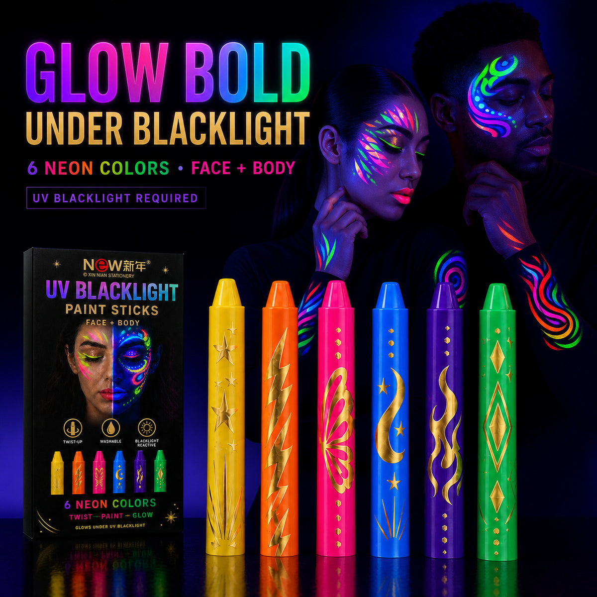 UV Fluorescent Face Paint Crayon