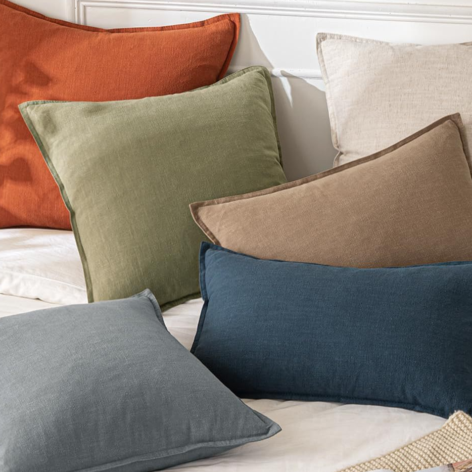Striped linen blend throw cushion cover