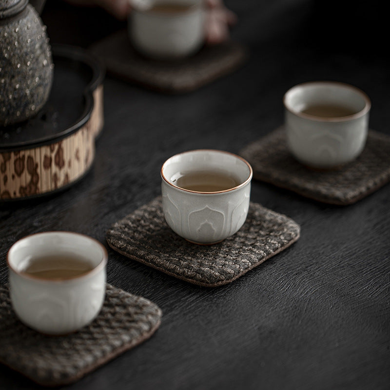 Handmade Plant-Dyed Reversible Linen Tea Coasters