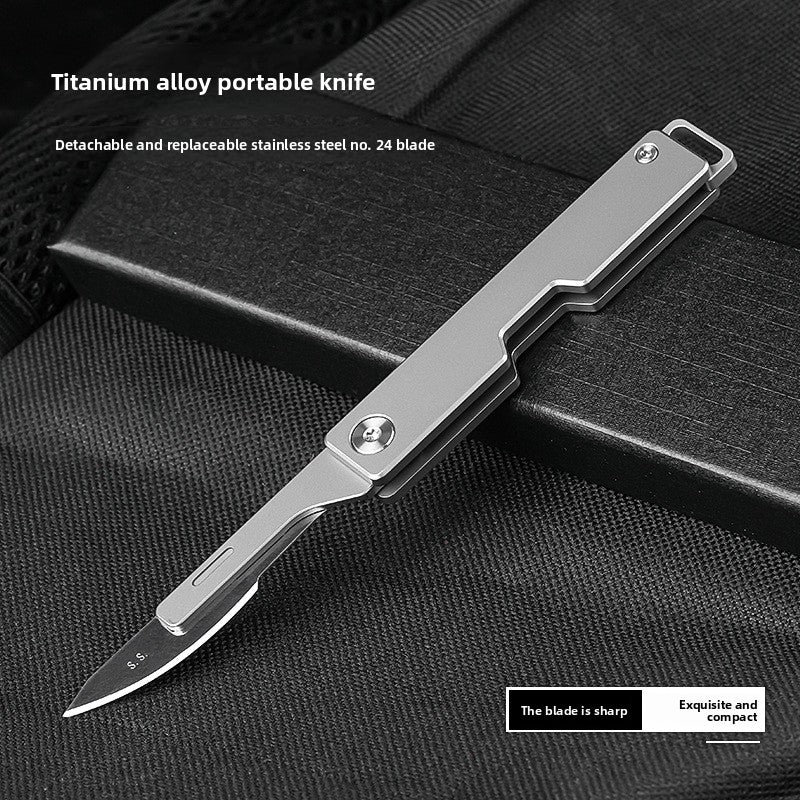 Titanium Alloy Folding Utility Knife with Replaceable Blades