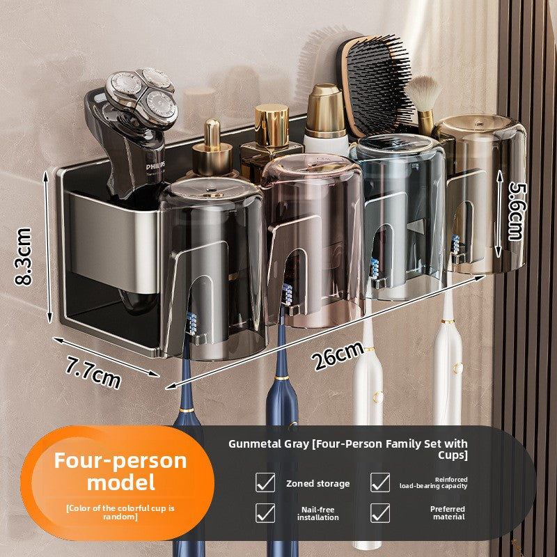 Toothbrush holder, wall-mounted without drilling holes