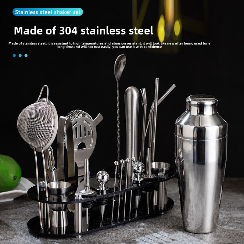 Stainless Steel Cocktail Shaker Set with Acrylic Base