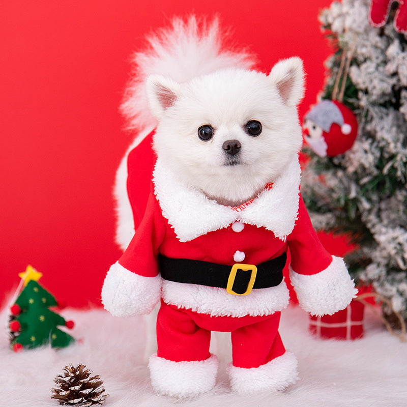 Dog Christmas Costume Upright Outfit with Hat