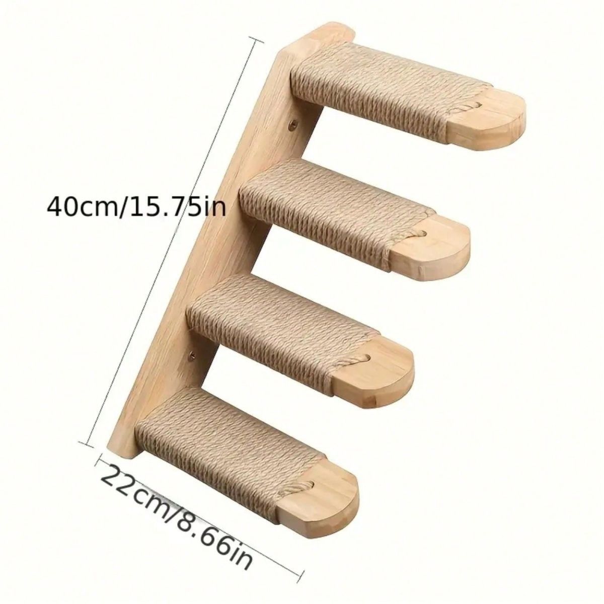 Solid Wood Wall-Mounted Cat Climbing Frame with Sisal Scratching Post