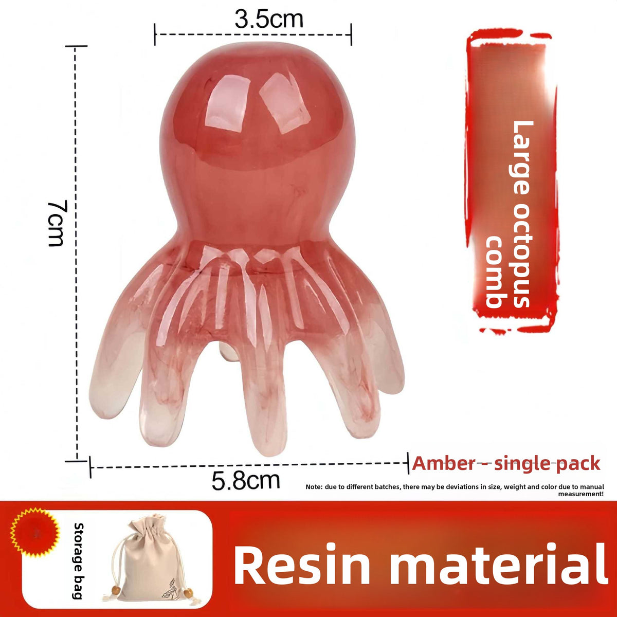 Facial Gua Sha Scraping Stick, Meridian Brush, Octopus Head Massage Comb