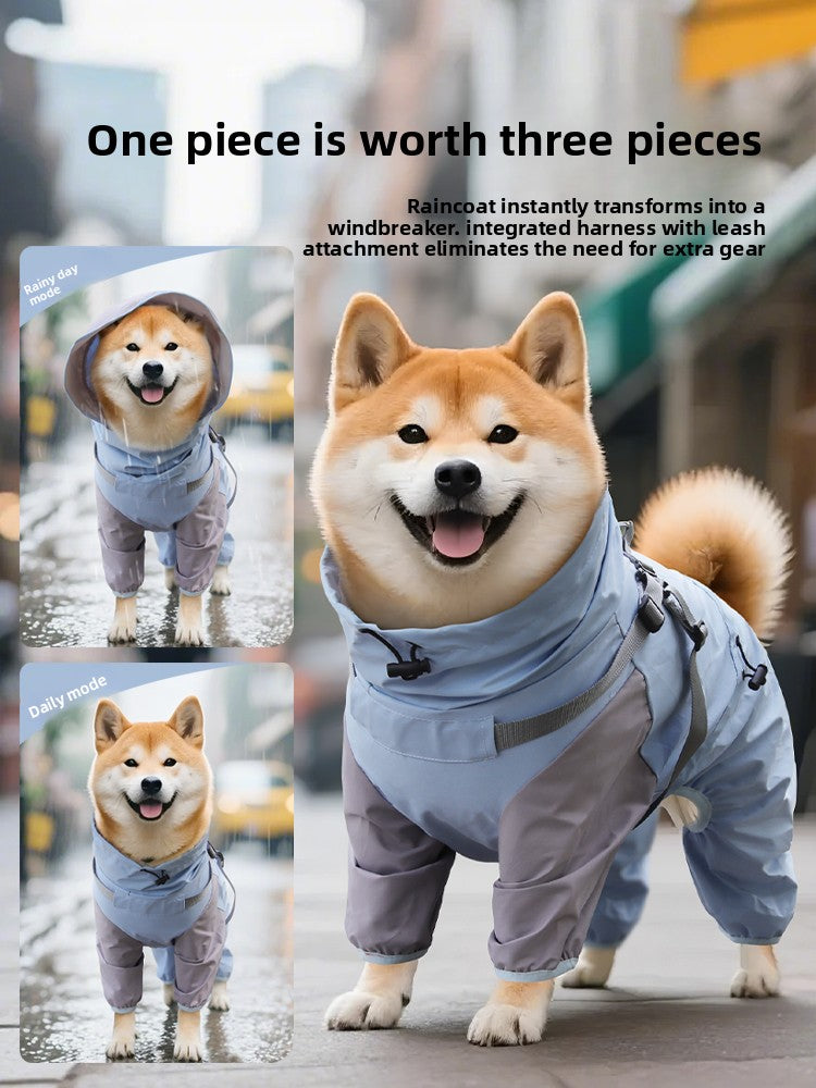 Waterproof Dog Raincoat Four-Legged Windproof Reflective Pet Clothes