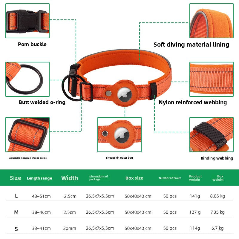 Nylon Pet Collar with Tracker Holder