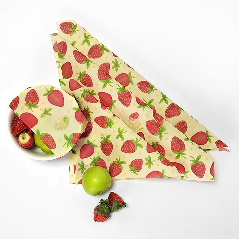 Three-piece pack of beeswax food wrap