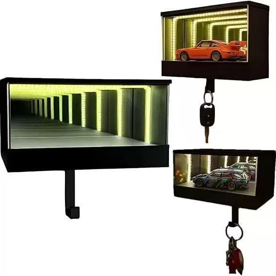Infinity Garage Keychain 3D Wall Mirror LED Light Display Box