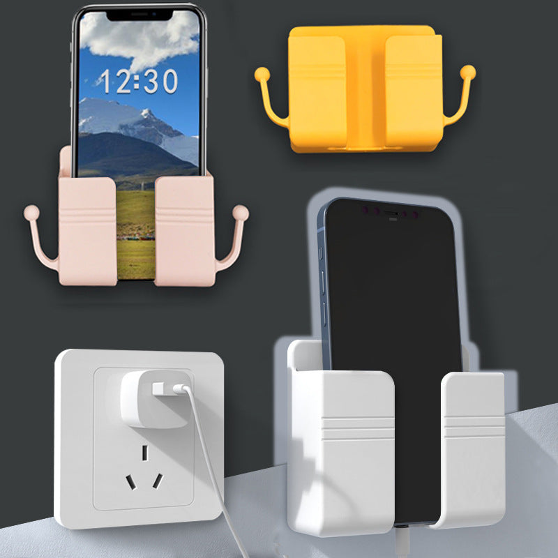 Wall-mounted adhesive no-drill phone holder