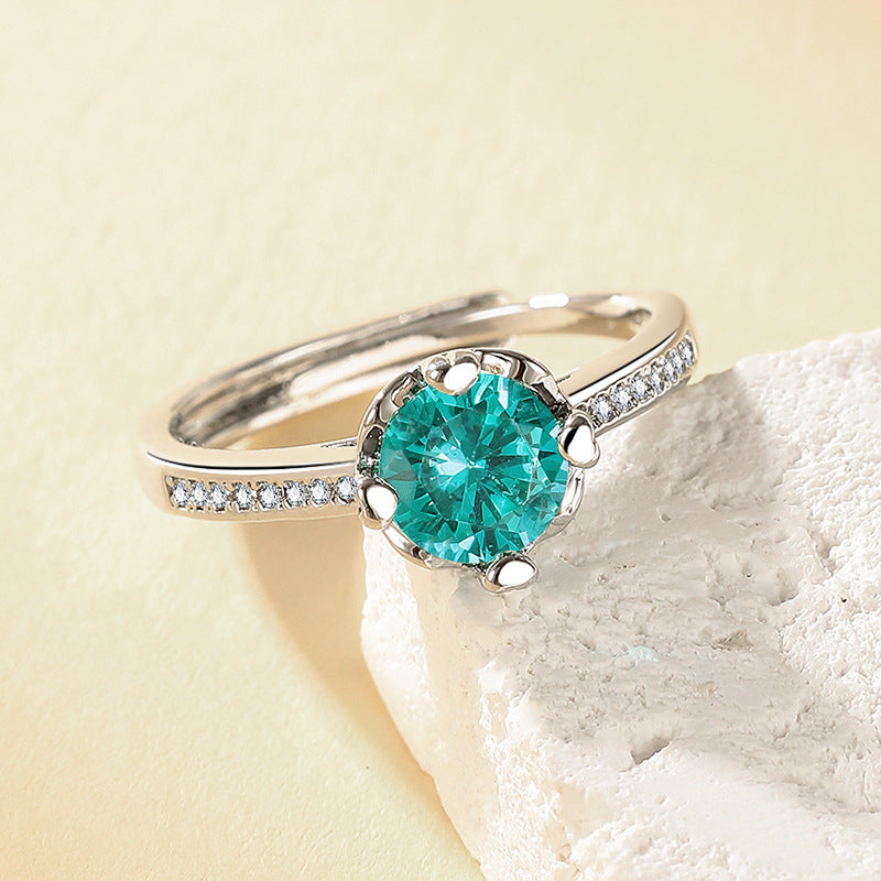 Six-Claw Simulated Diamond Ring