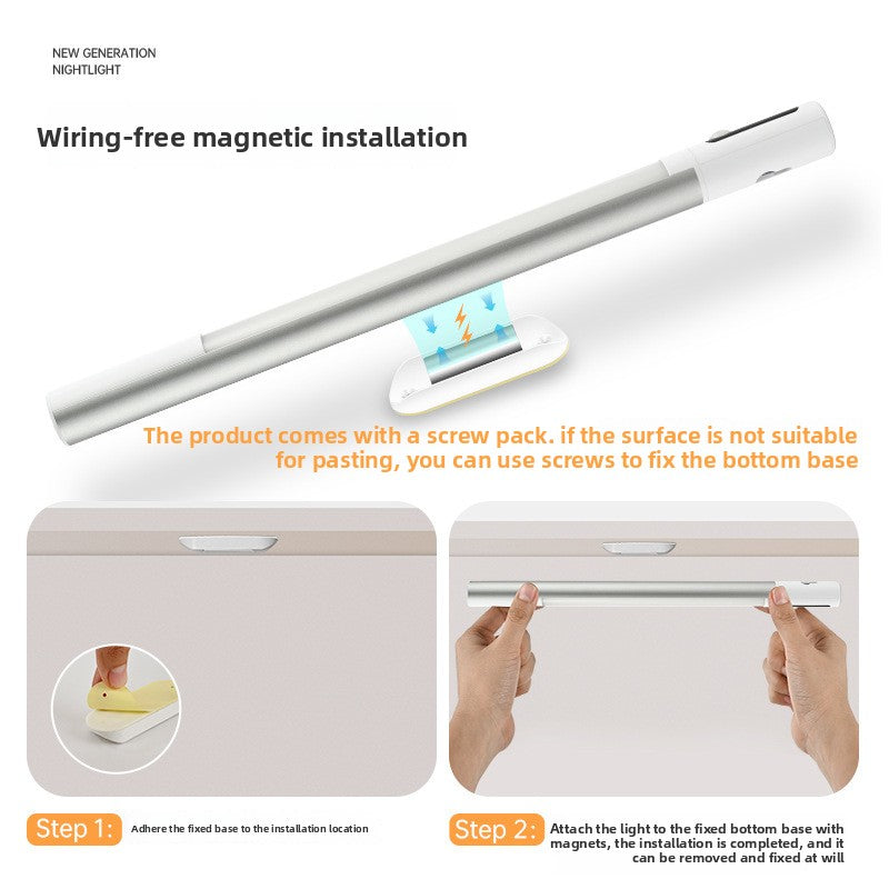 Long strip magnetic self-adhesive closet lamp