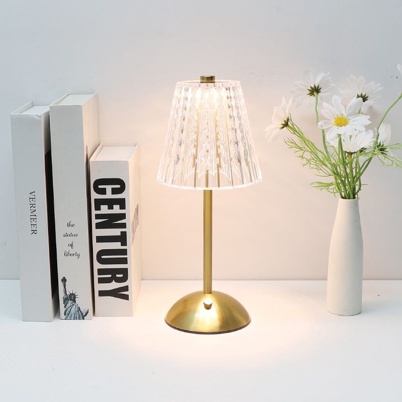 Crystal Touch Table Lamp Rechargeable 3-Color Night Light for Bedroom