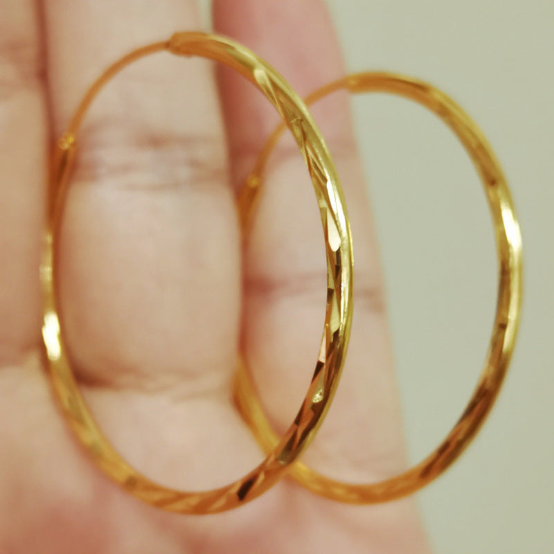 Gold-plated large round hoop earrings