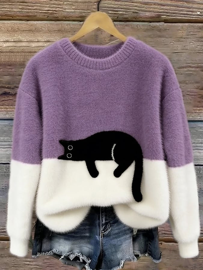 Womens 3D Printed Christmas Flannel Pullover Sweatshirt