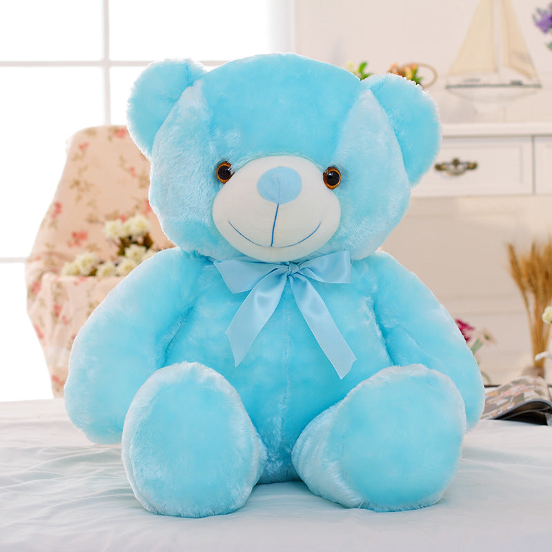 Candy-Colored Luminous Musical Teddy Bear Plush Toy, Soft Huggable Stuffed Animal for Birthday Christmas Gift