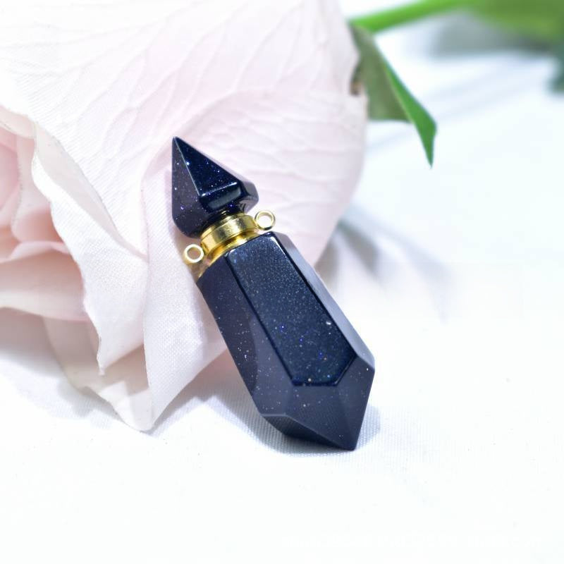 Natural Crystal Hexagonal Perfume Bottle Pendant