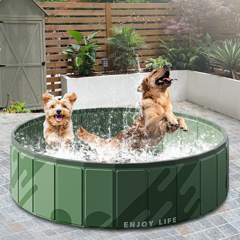 Foldable Inflatable Pet Bathing Pool with Safety Fence